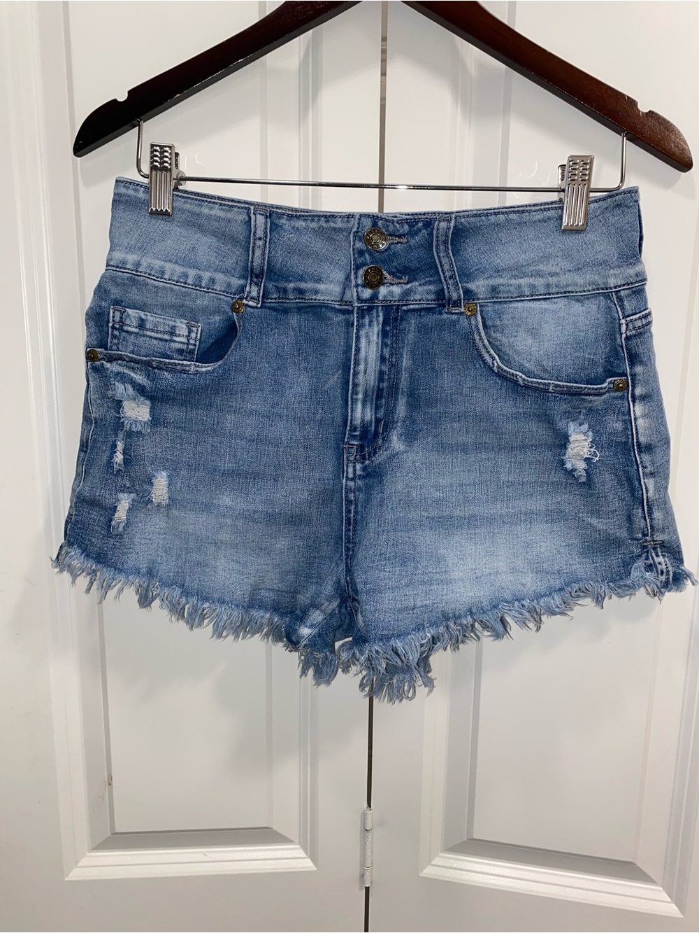 Amazon Women's Light Blue Distressed Denim Jean Shorts